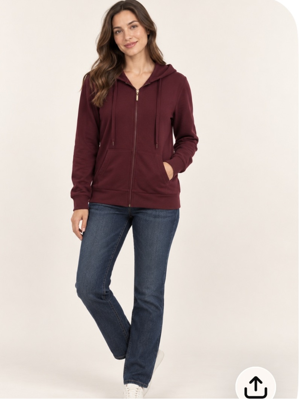 Sofra Women's Maroon Full-Zip Hoodie Size M